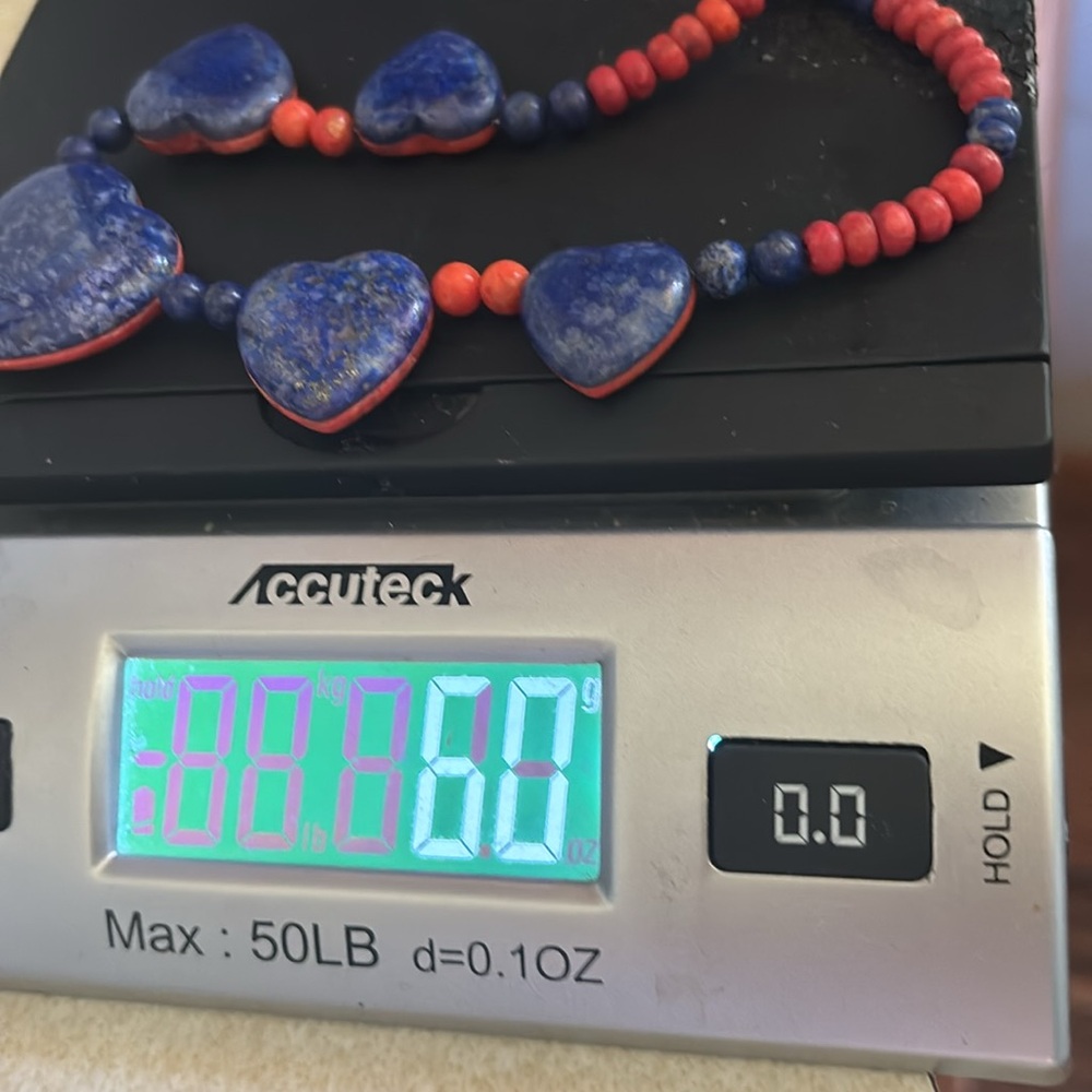 Mine Finds by Jay King lapis & coral reversible heart & bead 18” necklace - Picture 6 of 8